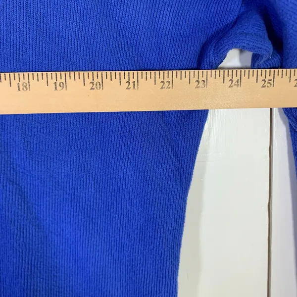 FH Clothing Co Royal Blue Ribbed Cotton Mock Neck Boxy Top Made in USA Large - Image 4