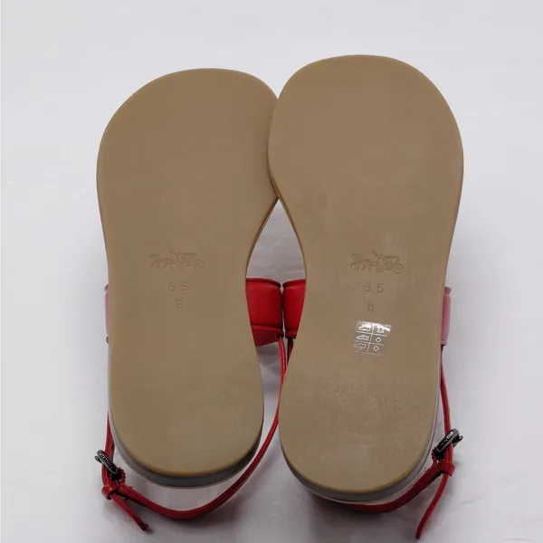 Coach Womens Gracie Thong Sandals Size 6.5 Red Leather Flats Quiet Luxury Resort - Image 11