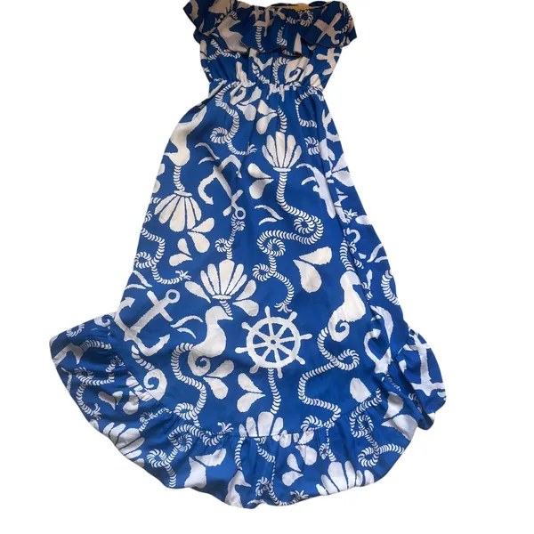 Lilly Pulitzer Dock Hopper Caldwell Dress Strapless Hi-Lo Nautical Summer Size S - Image 4