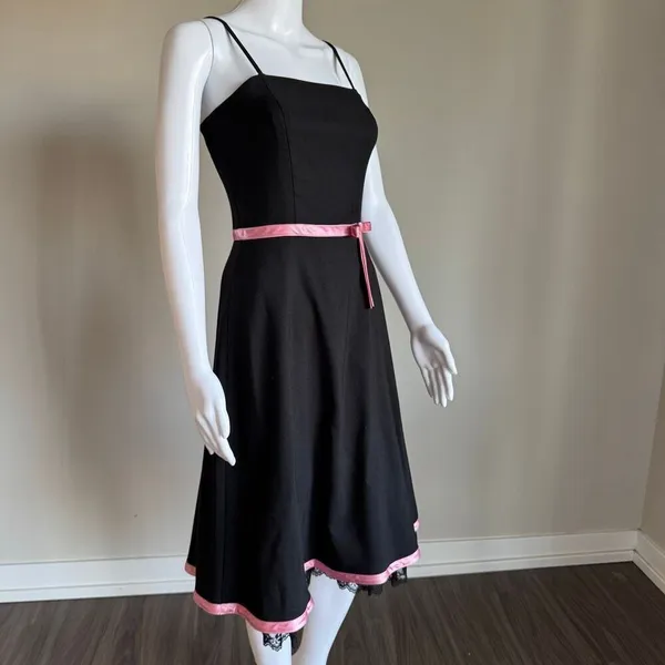 Vintage 90’s Y2K A. Byer Whimsigoth Prom Cocktail Lace Dress With Bow Detail - Image 7