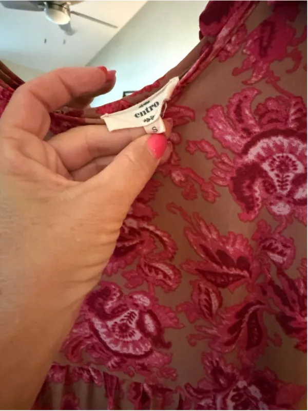 Entro Pink Floral Tiered Maxi Dress Small - Image 3