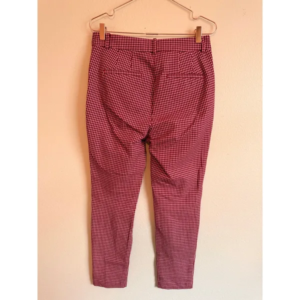 Loft Ankle Pants Women‎ 10 Red Gingham Check Slim Fit Stretch Tapered Trousers - Image 3