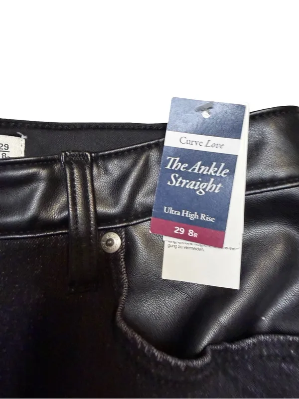 🖤NWT Abercrombie Curve‎ Love Vegan Leather Panel Ankle Straight Jeans Size 29🖤 - Image 5
