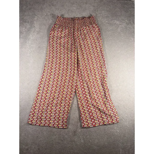 Maeve Women's Smocked Waist Wide Leg Pants Multicolor Geometric Print Large - Image 2