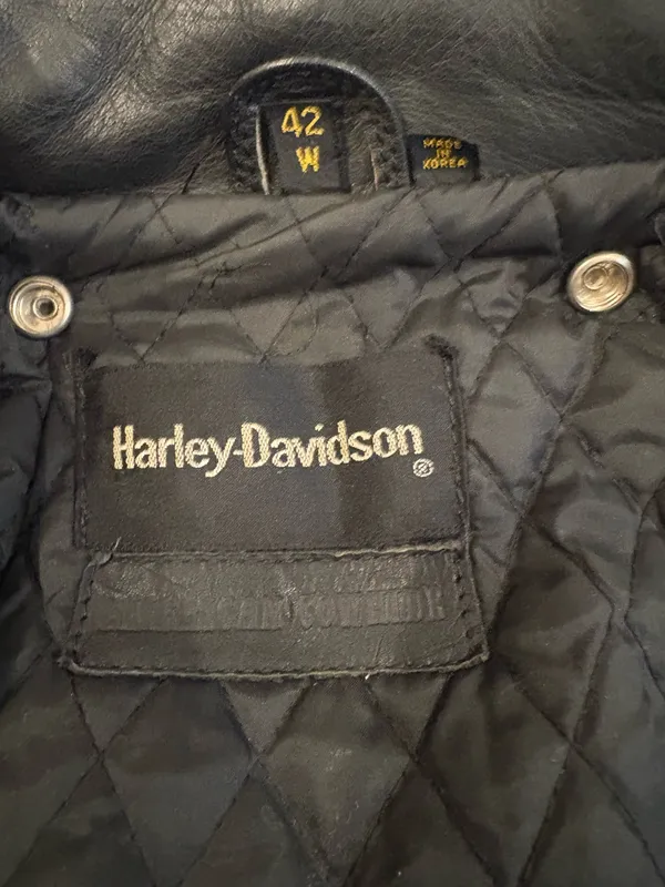Vintage 1990’s Harley-Davidson Black Leather Motorcycle Jacket Size EU 42 w - Image 3