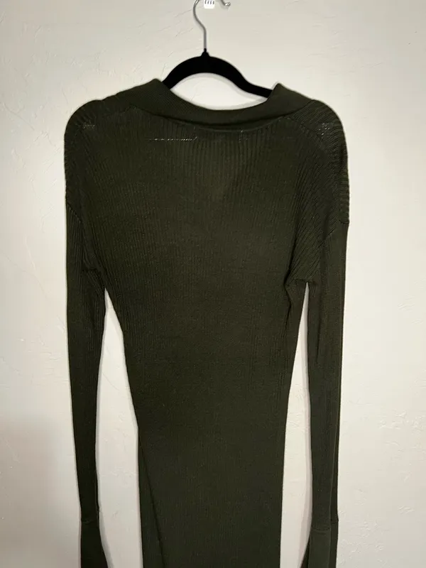 Urban Outfitters UO Dark Green Button Down Cardigan‎ Ribbed MIDI Dress - Image 8