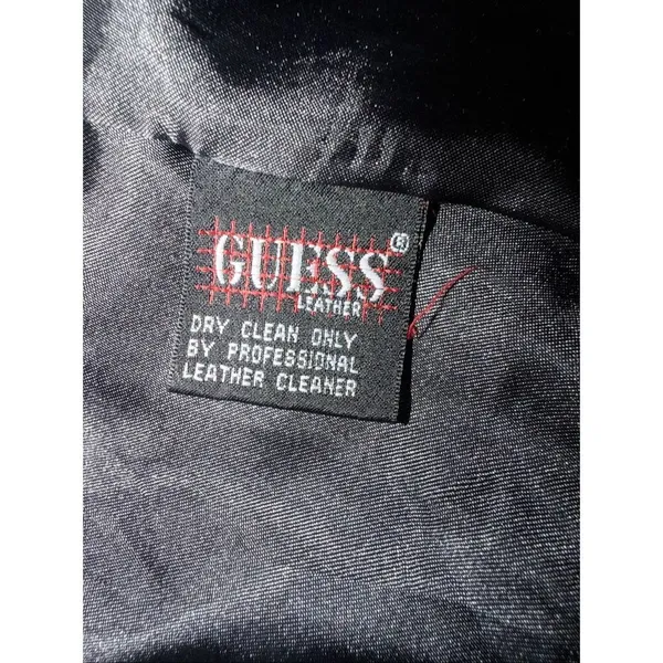 GUESS Dark Olive Genuine Leather Jacket with Black Faux Fur Collar Size S - Image 3