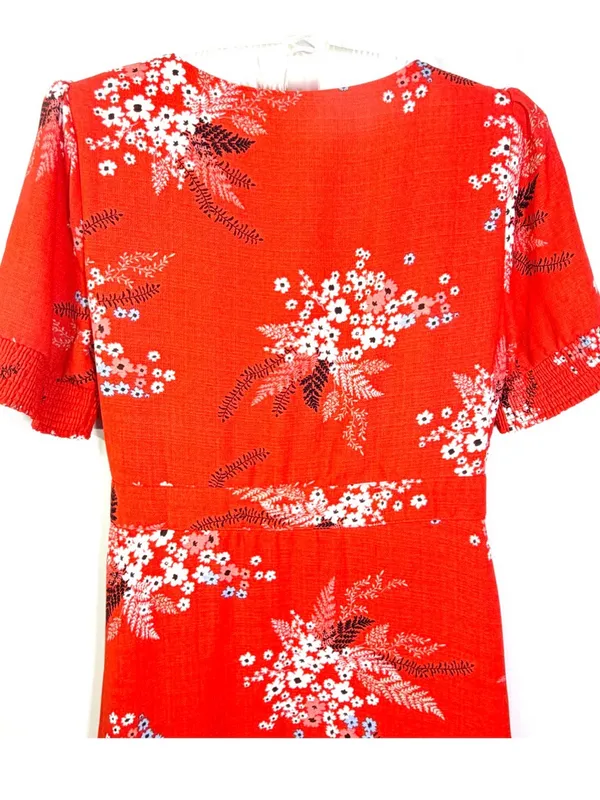 Lulus Women’s All the Sweetness Floral Print Puff Sleeve Midi Wrap Dress Size M - Image 14