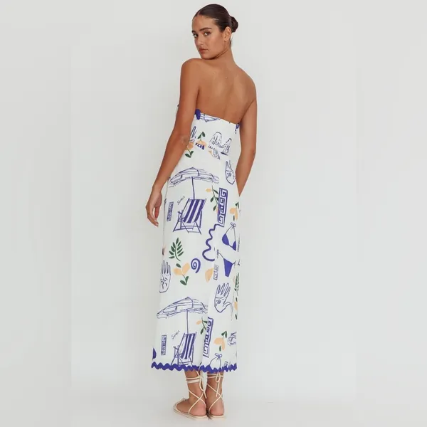 Selfie Leslie *NWT* Indie Lux Cypress Graphic Strapless Maxi Dress White - Image 13