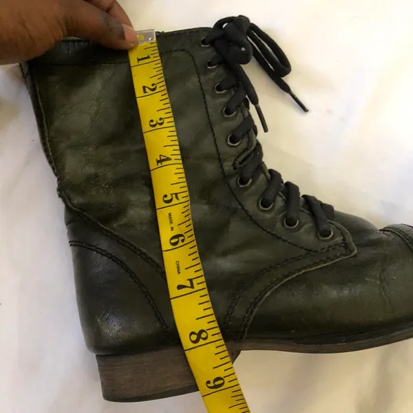 Green Troopa Military Style Combat Biker genuine leather lace-up boots Ankle Booties Grunge Goth Punk Rock Women 7M - Image 5
