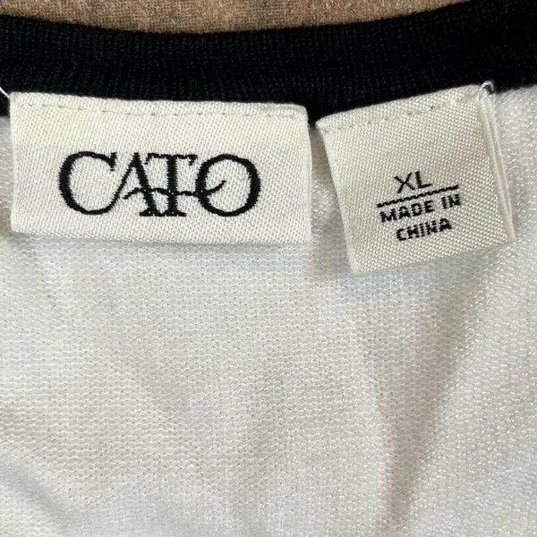 Cato White Sweater Black Outline 3/4 Sleeve XL Top - Image 8