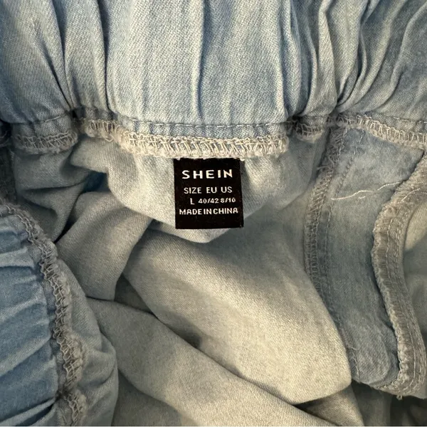 SheIn Light Blue Wide-Leg cotton Pants - Image 5