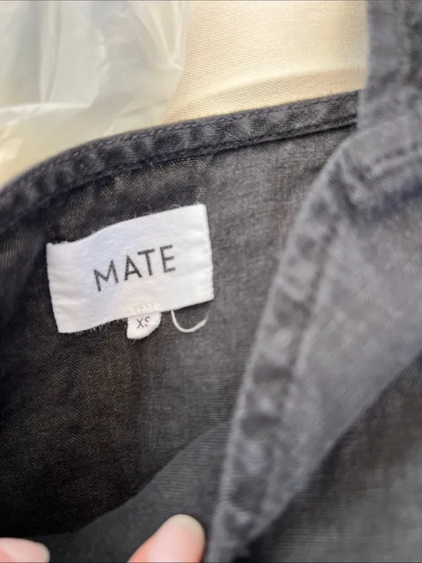 MATE The Label Coco Crop 100% Linen Tank Top Vintage Black XS - Image 4