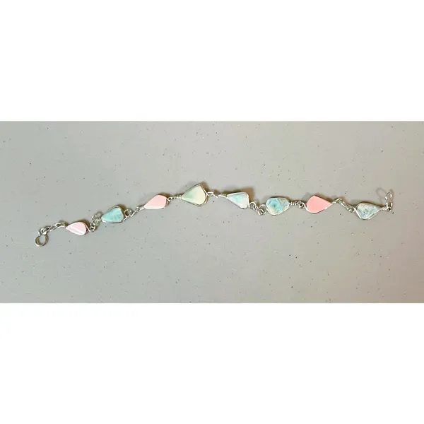 Silver Blue Pink Pastel Beaded Crystal Gemstone Charm Bracelet Jewelry 🩵🩷 - Image 3