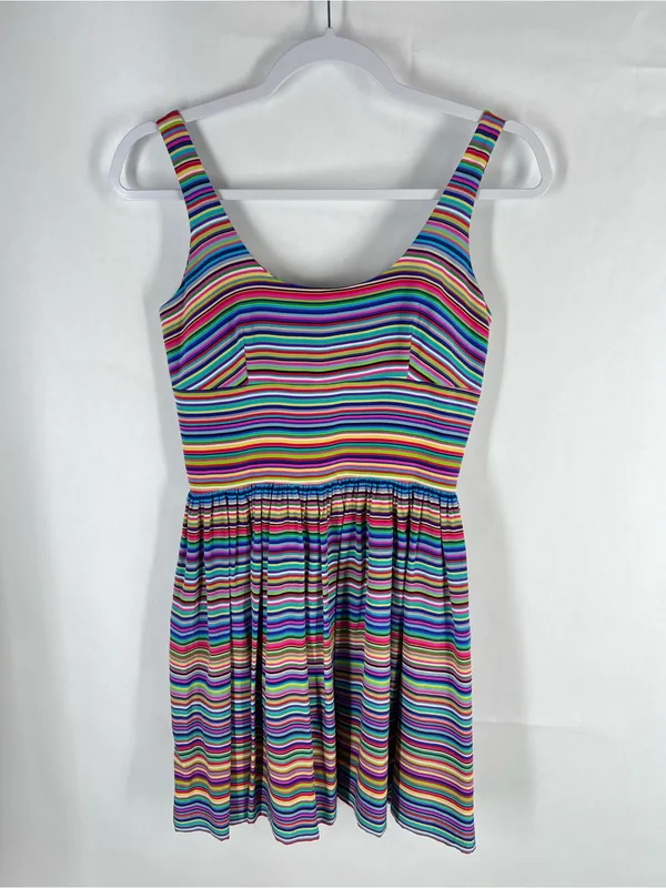 Amanda Uprichard Rainbow Striped Silk Mini Dress Size S - Image 2