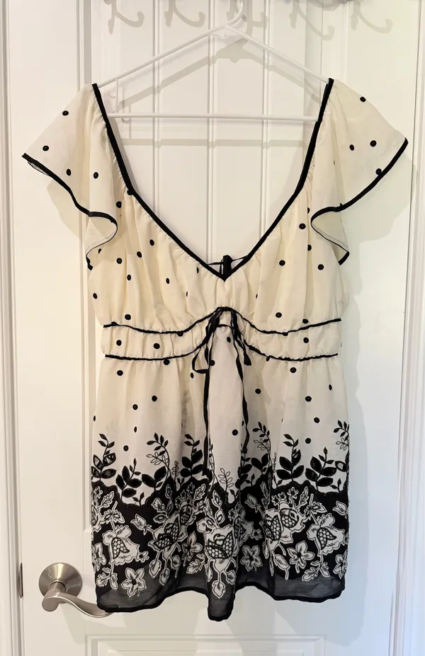 Anthropologie Polka Dot Embroidered Blouse - Image 3