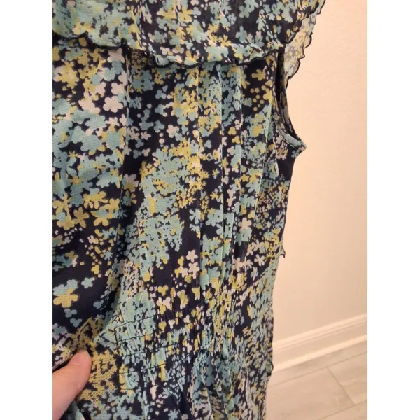 APT. 9 Sleeveless Multilayer Lined Ruffled Blue Floral Size M Women Blouse - Image 4