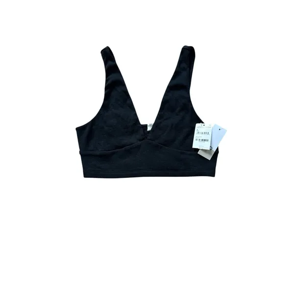 NWT BP Nordstrom Sleeveless‎ Crop Tank Black Medium Organic Cotton Stretch - Image 2