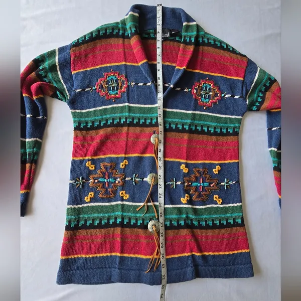 Carole Little Vintage Southwestern Style Patterned‎ Knit Cardigan Sweater Size S - Image 5