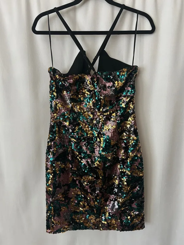 Dress the Population Sexy Black Sequins Strappy Cocktail Mini Dress **Size M**🔥🔥 - Image 2
