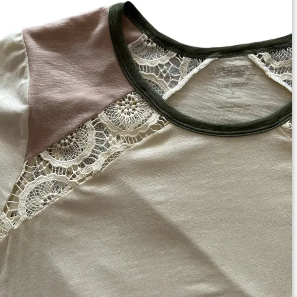 Torrid Super Soft Slub Jersey Crochet Varsity Tee Size 3X - Image 4