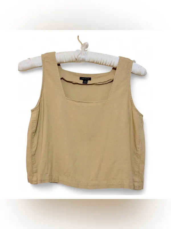 Talbots Women’s Linen Blend Sleeveless Square Neck Crop Top Size XS - Image 2