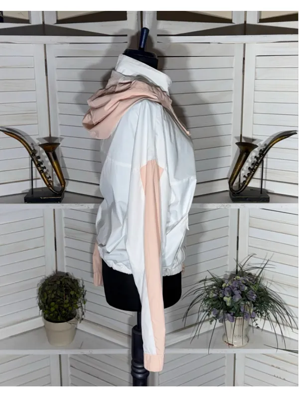 Hollister windbreaker jacket peach hoodie zip mock neck activewear outerwear M - Image 3