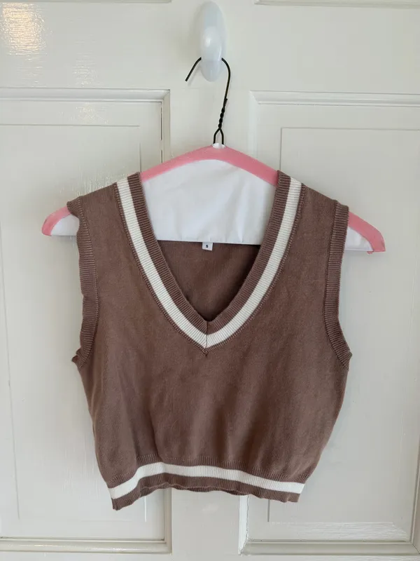 superdown Bonnie Varsity Skirt Set in Toast | Size S - Image 3