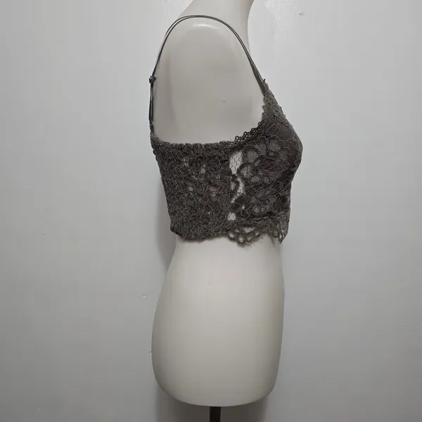 Buckle Willow & Root Grey Lace Cami Crop Top Spaghetti Strap Lingerie Tank Sz M - Image 4