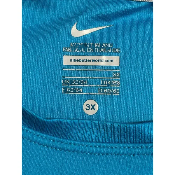 Nike Long-Sleeved Workout Shirt Women's Plus Size 3X Blue Turquoise Athleisure - Image 3