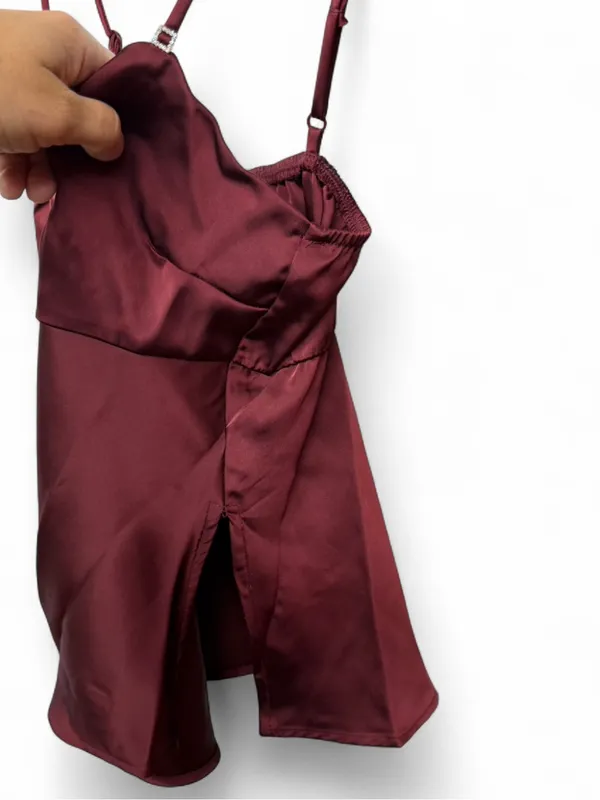 Wild Fable Burgundy Satin Cami Top with Side Slits - Size S (NWT) - Image 3