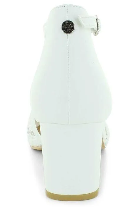White 9 Wide Gwendoline Lace Heel - Image 4