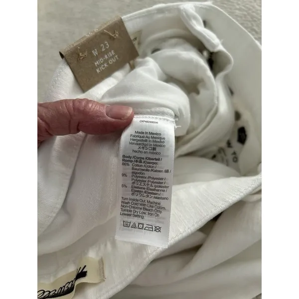 Madewell Mid Rise Kick Out Ankle Length Jeans Pure White Womens Size 23 - Image 11