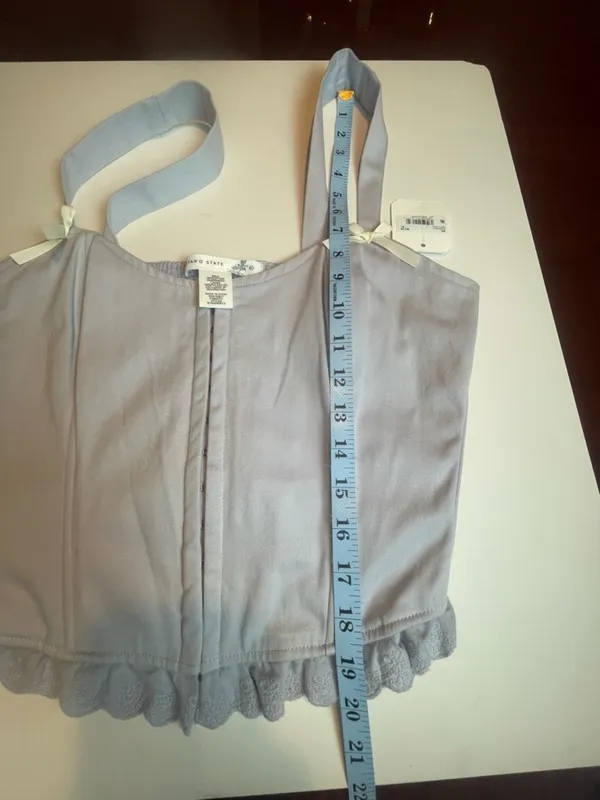Altar'd State Cotton Corset Top XL Grey Dawn Lace Trim Coquette Balletcore NWT - Image 8