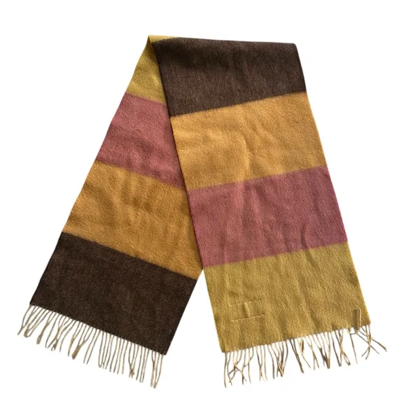 Vintage Cashmere Angora Wool Chunky Fringe Scarf Chocolate Brown - Image 9