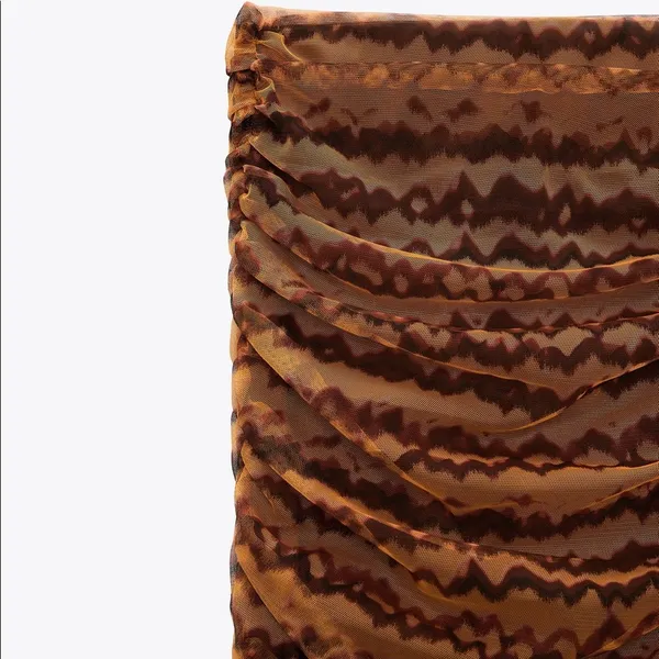 Zara TULLE PENCIL MIDI SKIRT High-waist w/ Elastic Waistband BROWN SIZE XS NEW - Image 10