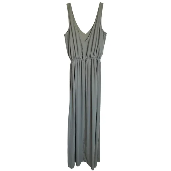 Show Me Your Mumu SMYMM Sz‎ L Kendall Maxi Dress Silver Sage Crisp Slit Flowy - Image 5