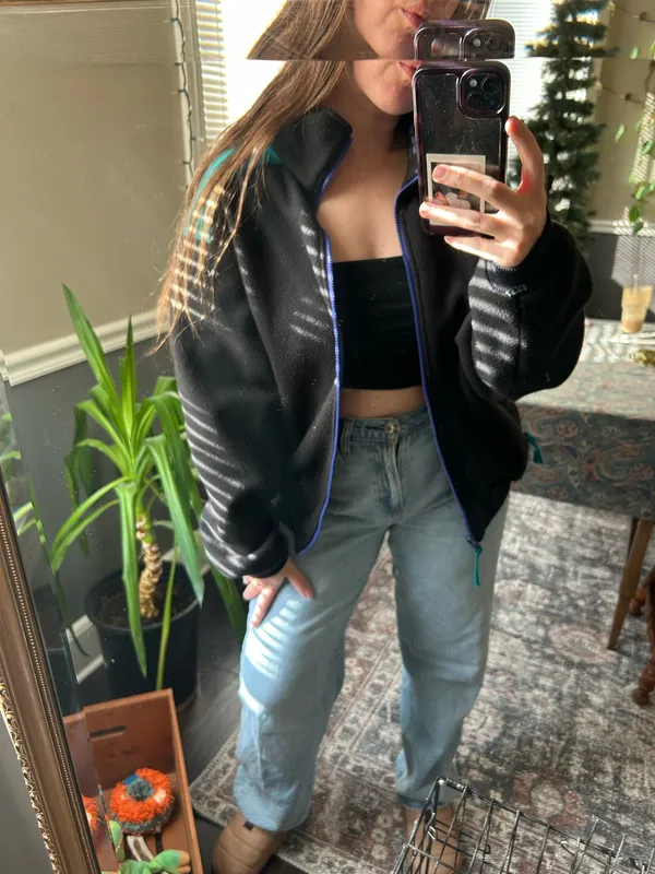 90s fleece zip up Black Size M - Image 4