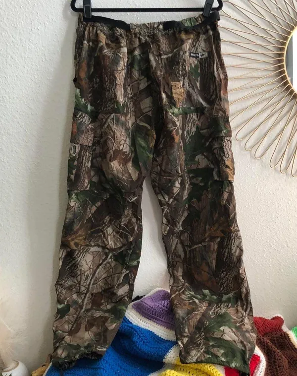 Vintage Winchester Hunting Camo Tactical Pants Baggy Wide Leg Cargos 90s Buckle Adjustable Waistband - Image 3