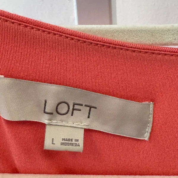 LOFT Peach Sleeveless Drawstring Waist Ruffle Hem Dress Coral Pink Sz Large Soft - Image 7