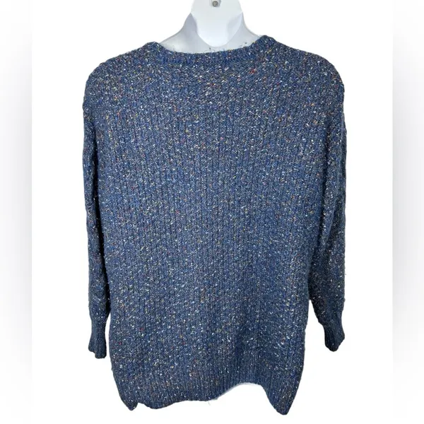 Adrienne Vittadini Blue Confetti Flecked Cable Knit Tunic Sweater XXL - Image 6