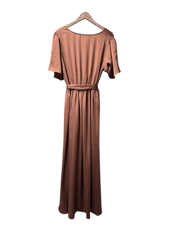 Baltic Born Sicily Short Sleeve Maxi Dress Satin Front Slits Rosy Brown XXL - Image 5