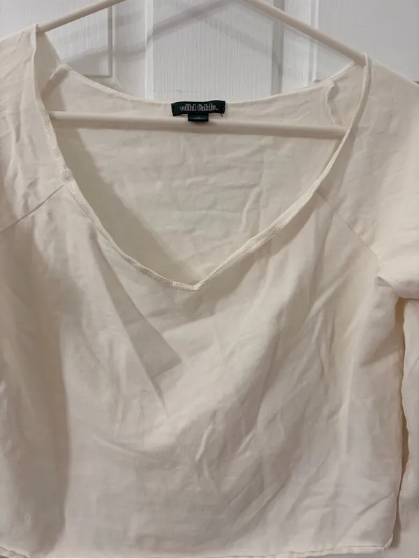 Wilfred Cream Long-Sleeve V-Neck Top - Image 2