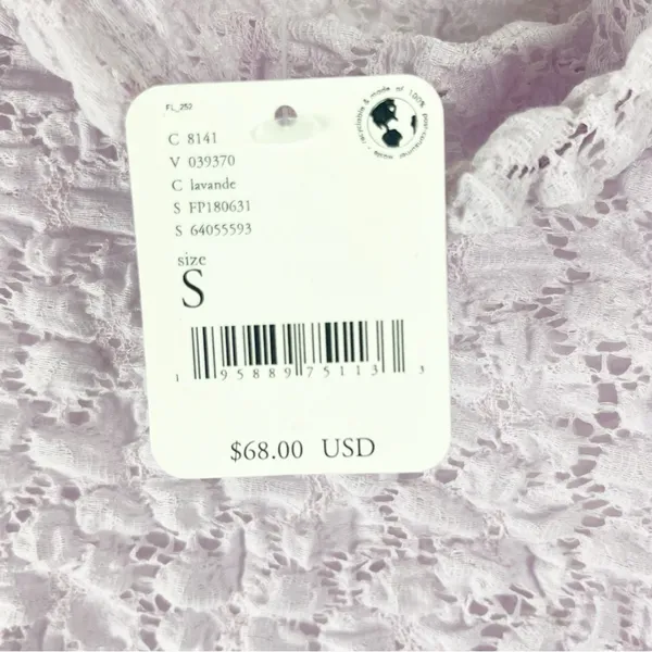 INTIMATELY FREE PEOPLE Lavender Sheer Long Sleeve Mock Neck Bodysuit Small Boho - Image 7