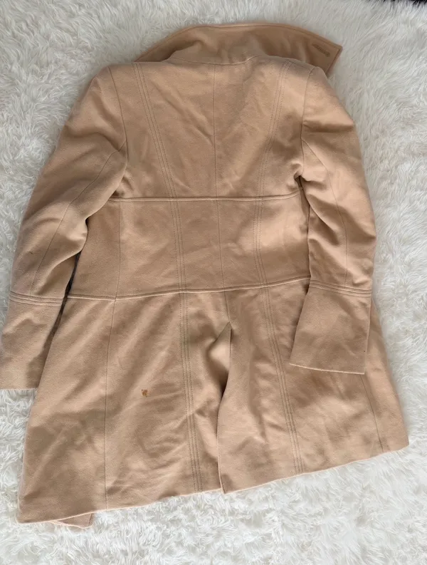 Next Beige Wool Blend Button Front Coat Size 8 Tan - Image 7
