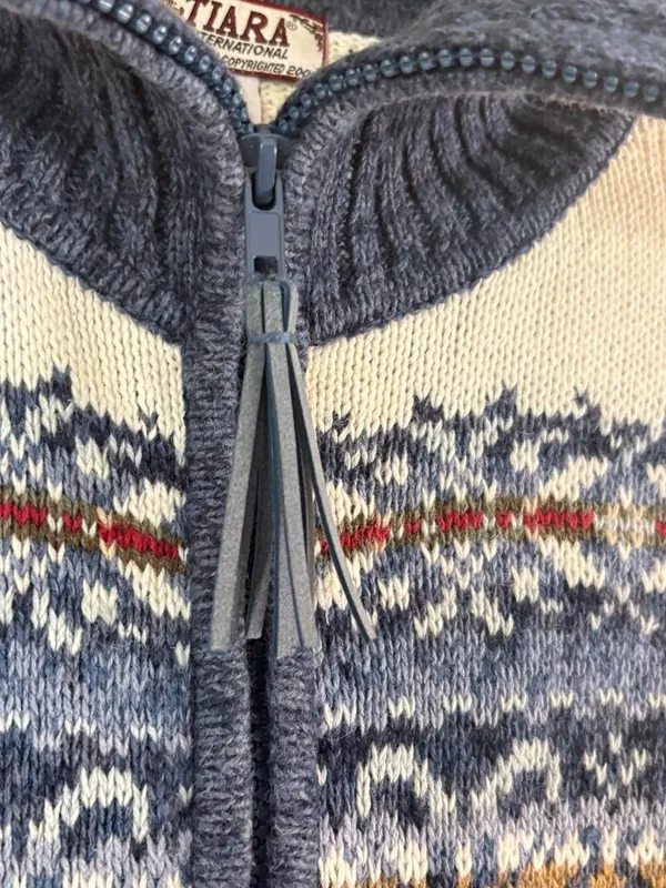 Vintage Y2K Tiara International Nordic Fair Isle Zip Up Cardigan Sweater M - Image 4