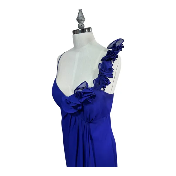 Adrianna‎ Papell Hailey One Shoulder Ruffle Chiffon Prom Gown Formal Women's 14 - Image 9