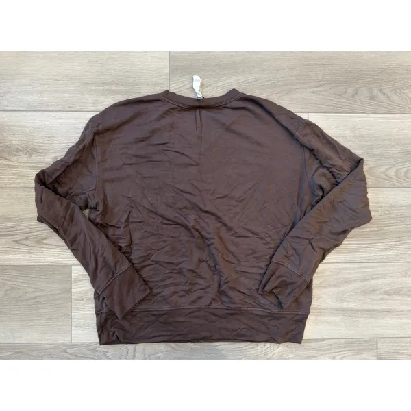 Splits59 Andie Oversized Soft Modal Fleece Sweatshirt Dark Chocolate Cozy Large - Image 4