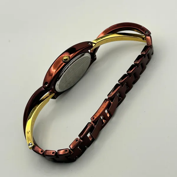 Women’s Gold & Metallic Brown Watch Working New Battery - Image 6