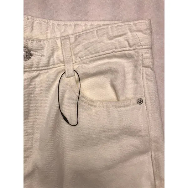 Zara White Flare Wide Leg Cargo Jeans Womens Size 2 High Rise 100%‎ Cotton - Image 7
